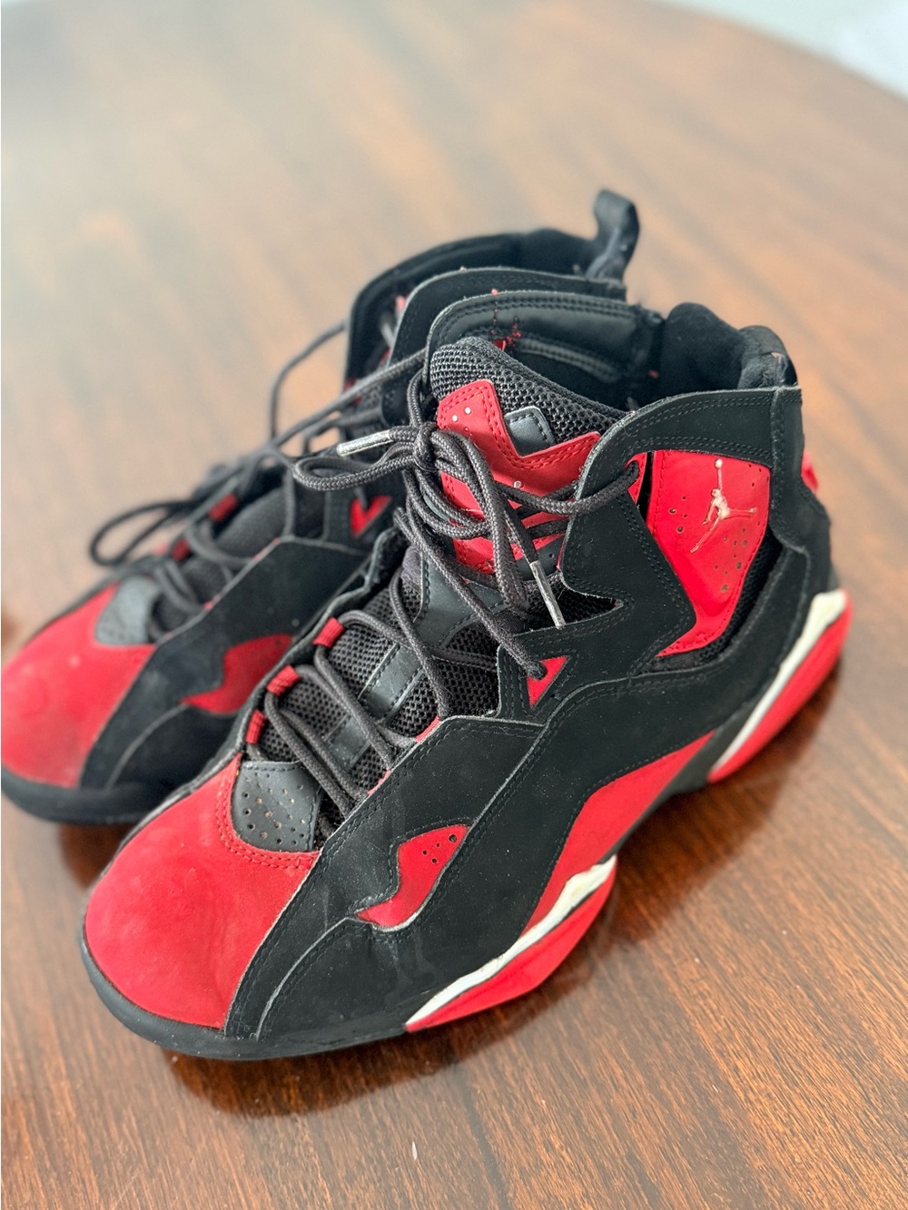 Black and Red High-Top Athletic Shoes